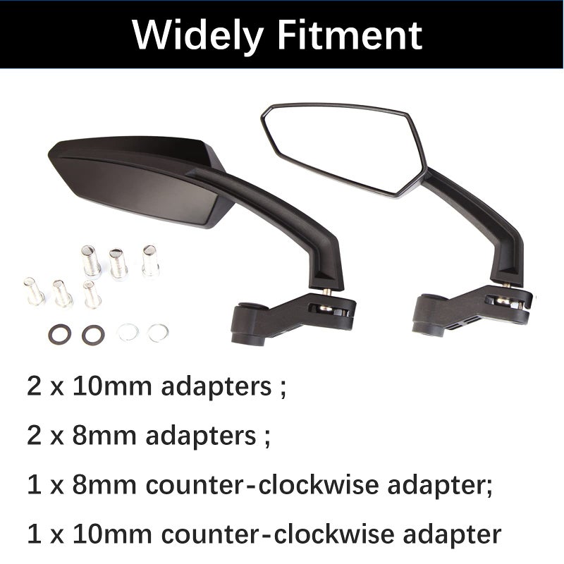 MISS MOLY Black Angled Motorcycle Side Mirrors 8/10mm Compatible with Honda Grom 125 Kawasaki Z125 - Image 4